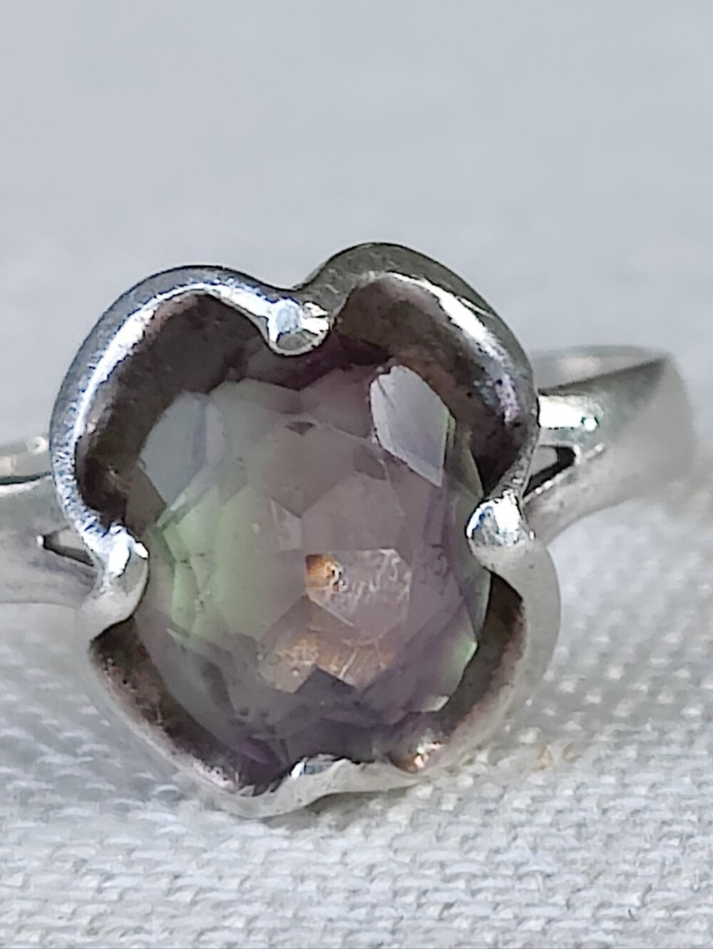 Vintage Sterling Silver Fluorite Ring - Picture 9 of 15